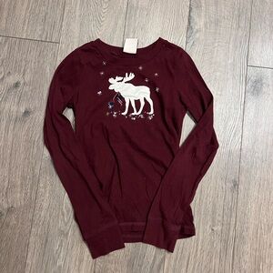 Abercrombie Kids Maroon Long Sleeve Tee with Moose Graphic